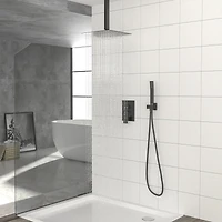 12" Rain Shower Head Systems, Matte Black, Ceiling Mounted Shower