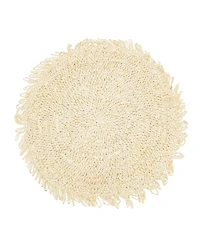Saro Lifestyle Rustic Raffia Fringe Placemat Set of 4, 14"x14"