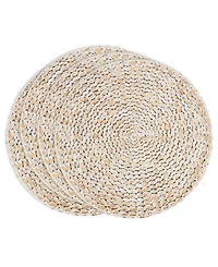 Saro Lifestyle Foil Print Natural Fiber Placemat Set of 4,15"x15"