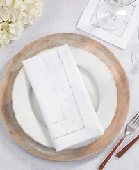 Saro Lifestyle Classic Hemstitch with Embroidered Border Dinner Napkin Set of 12, 20"x20"