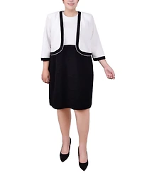 Ny Collection Plus 3/4 Sleeve Textured Knit 2 Piece Dress Set