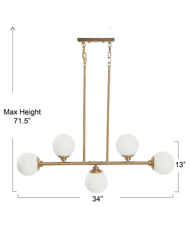 Robert Stevenson Lighting Lorne - Metal and Frosted Glass 5-Light Chandelier Brushed Gold