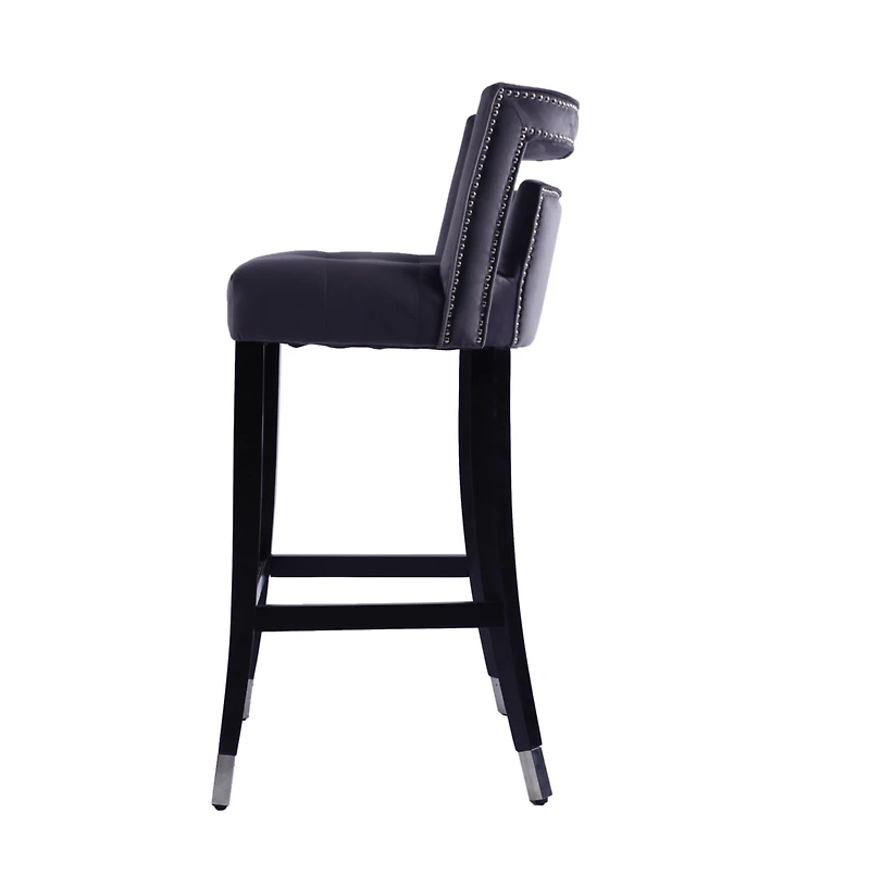 Streamdale Suede Velvet Nailhead Barstool Set (2) - 30" Height