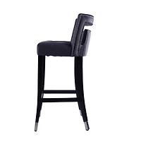 Streamdale Suede Velvet Nailhead Barstool Set (2) - 30" Height