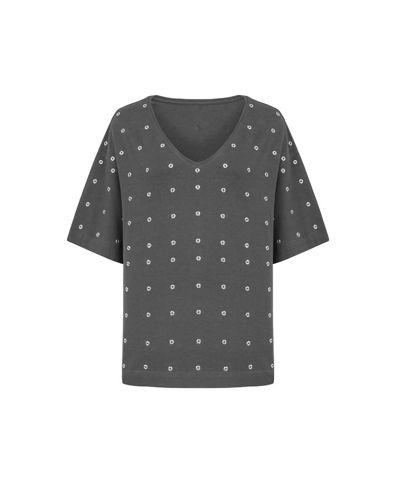 Nocturne Women's Metal Ring Embroidered T-Shirt