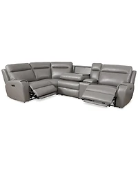 Closeout! Sheeler -Pc. Faux Leather Sectional with 3 Power Motion Chairs & 1 Console