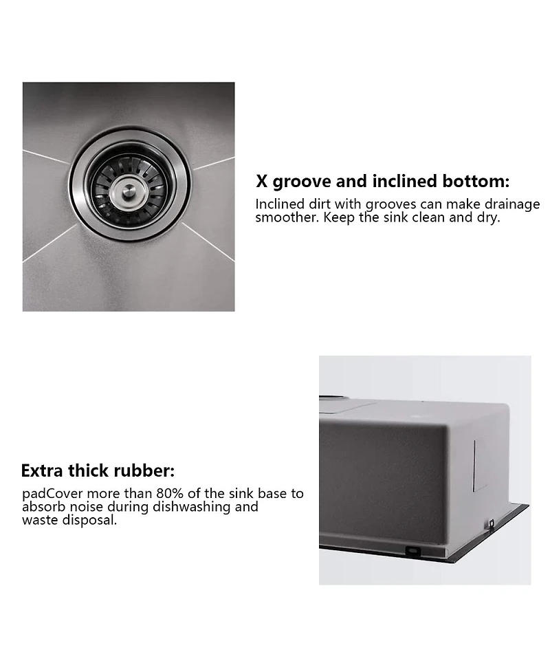 Streamdale Furniture Workstation 33-inch Drop-In Kitchen Sink R10 Radius Stainless Steel Kitchen Sink Single Bowl with Integrated Ledge & Accessories