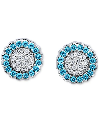 Giani Bernini Blue & White Cubic Zirconia Reverse Halo Stud Earrings, Created for Macy's