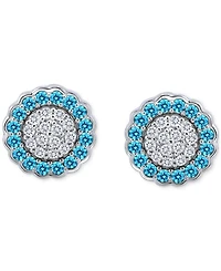 Giani Bernini Blue & White Cubic Zirconia Reverse Halo Stud Earrings, Created for Macy's