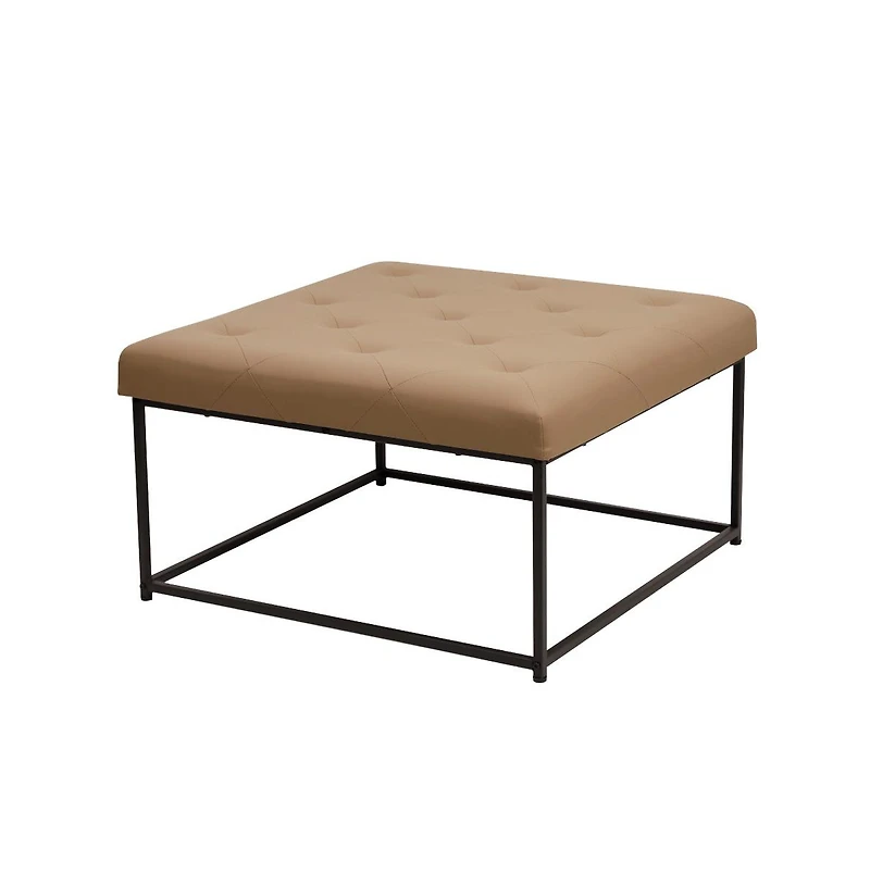 Merrick Lane Almas 30-Inch Square Tufted Ottoman With Durable Metal Frame