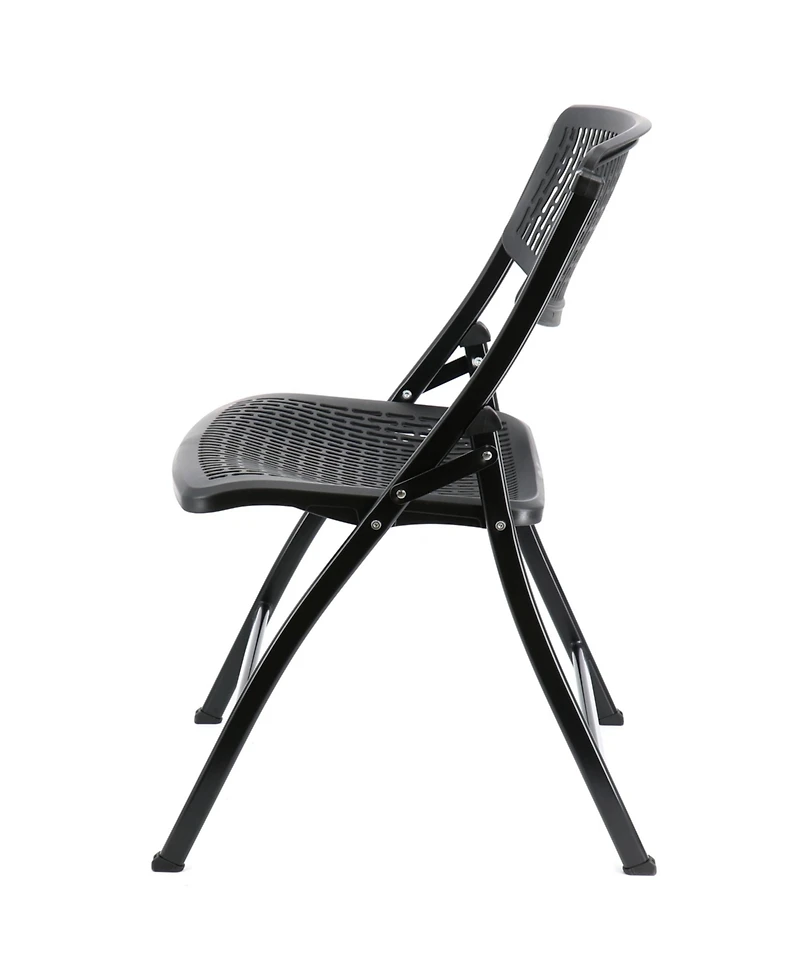 Elama 4 Piece Plastic Mesh Folding Chair in Black