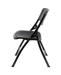 Elama 4 Piece Plastic Mesh Folding Chair in Black