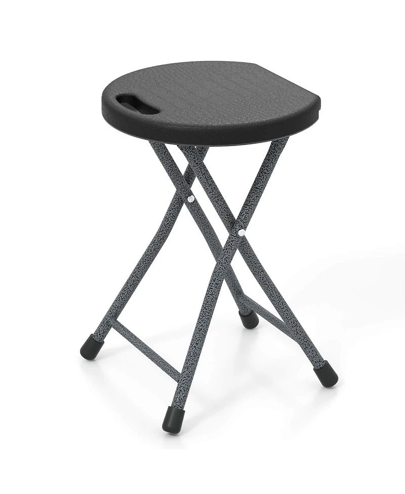 Gymax 18''H Folding Stool Portable & Foldable Camping Chair w/ Built-in Handle