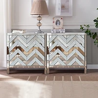 Streamdale Furniture Silver Mirror Trim Storage Cabinet for Any Room