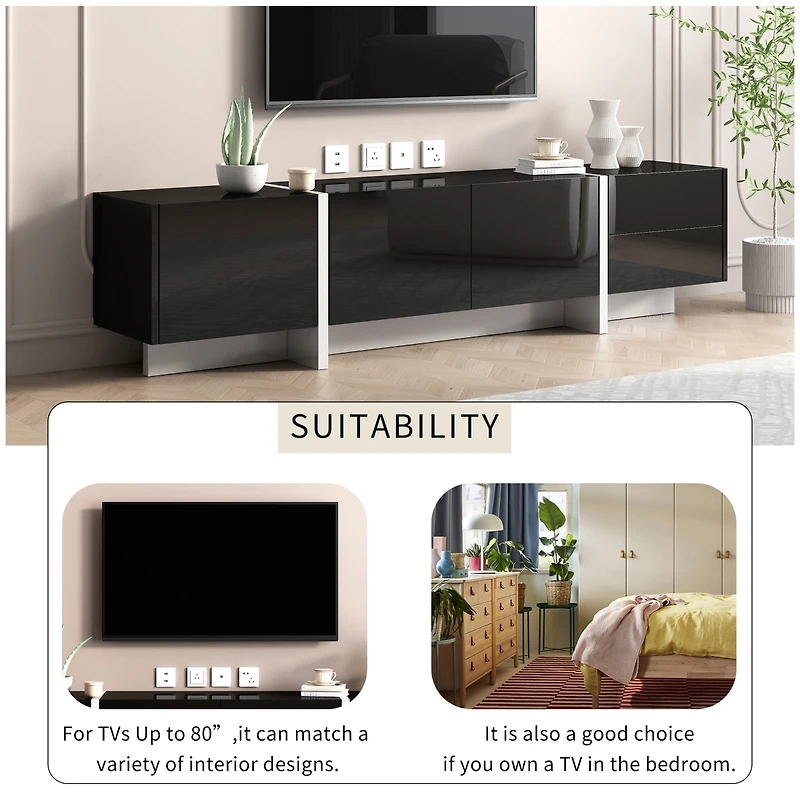 Streamdale Furniture Modern Rectangle Tv Stand for TVs Up To 80"