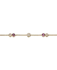 GiGiGirl Sterling Silver 14K Gold Plated Bracelet with Red Cubic Zirconia Stones
