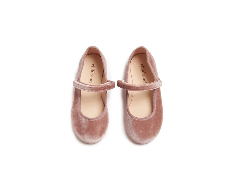 Childrenchic Girls Classic Velvet Mary Janes Rose
