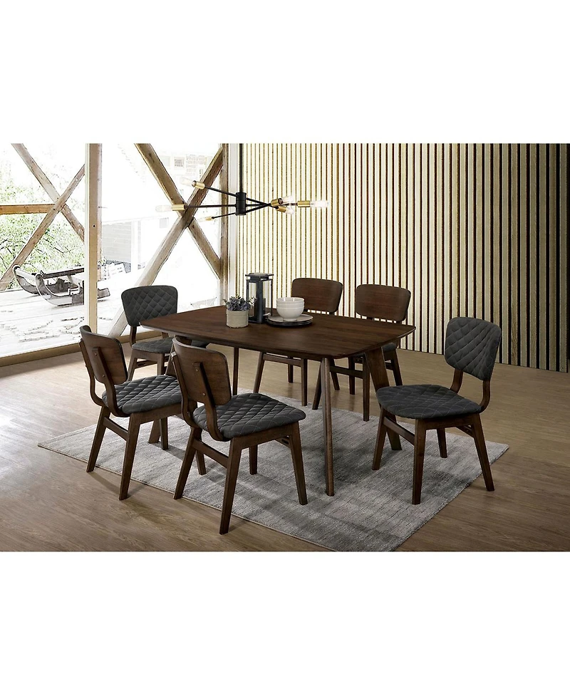 Walnut Finish Mid-Century Side Chairs with Fabric Seat