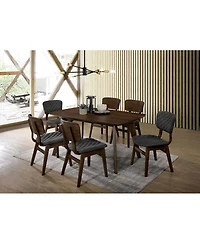 Walnut Finish Mid-Century Side Chairs with Fabric Seat