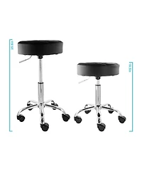 Elama Faux Leather Adjustable Backless Rolling Stool in Black with Chrome Base