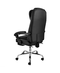 Elama High Back Adjustable Faux Leather Office Chair in Black with Adjustable Footrest
