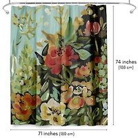 71x74 Shower Curtain - Floral Painted Design - Warm Waves by Pi Creative Art