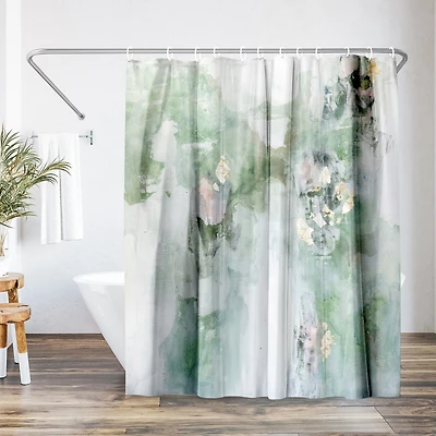 71x74 Abstract Shower Curtain - Leaf It Alone by Christine Olmstead