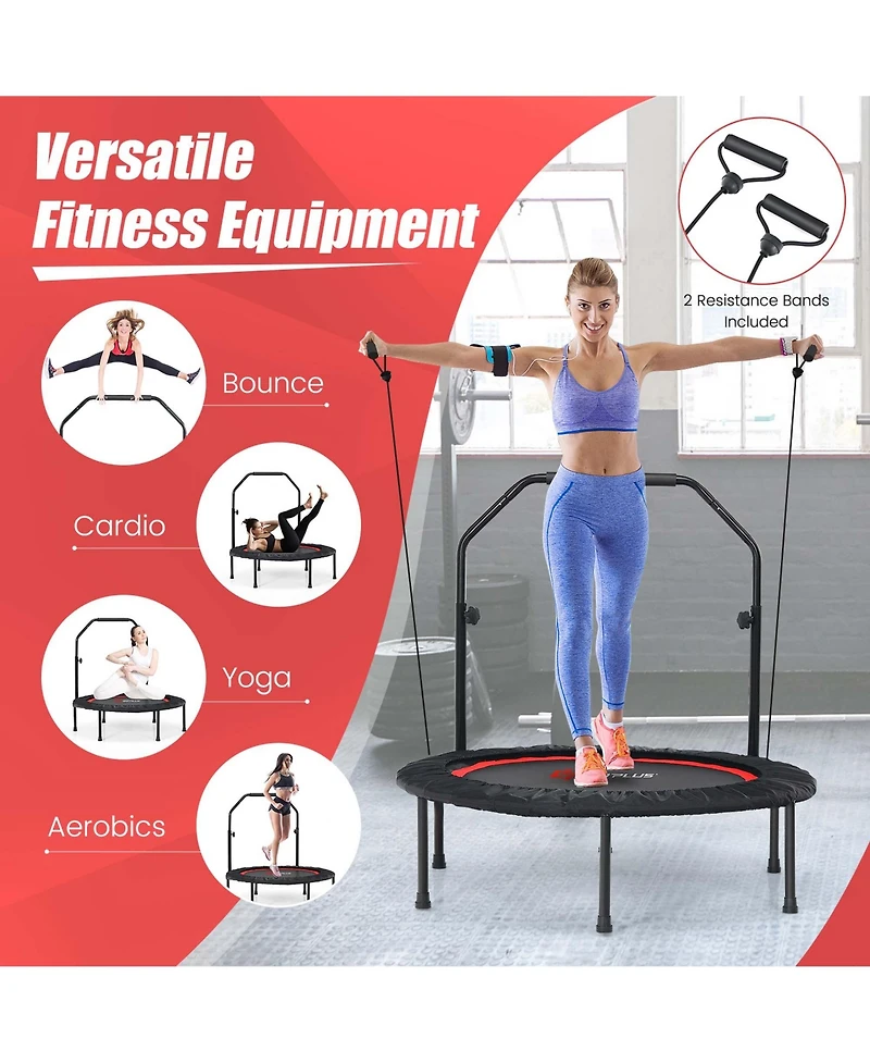 40'' Foldable Trampoline Fitness Rebounder Resistance Bands