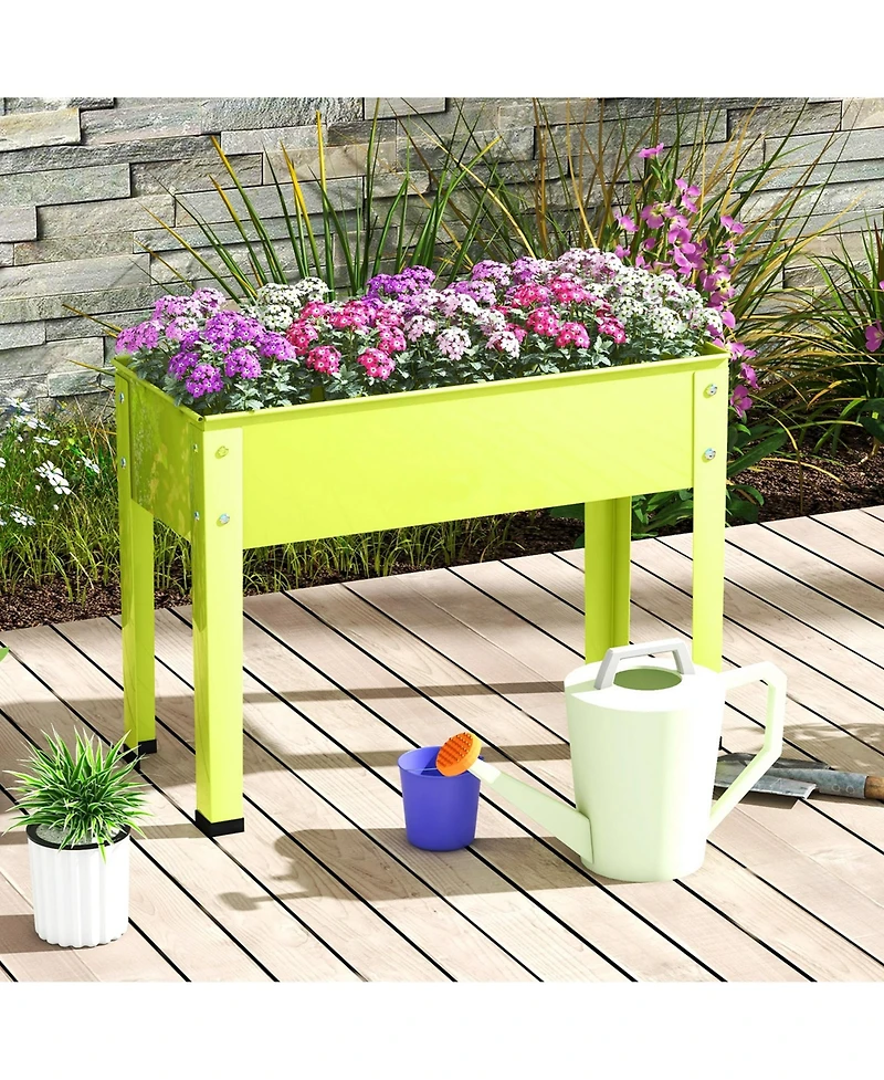24'' Raised Garden Bed with Legs Metal Elevated Planter Box Drainage Hole Backyard