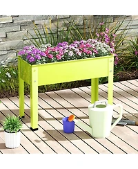 24'' Raised Garden Bed with Legs Metal Elevated Planter Box Drainage Hole Backyard