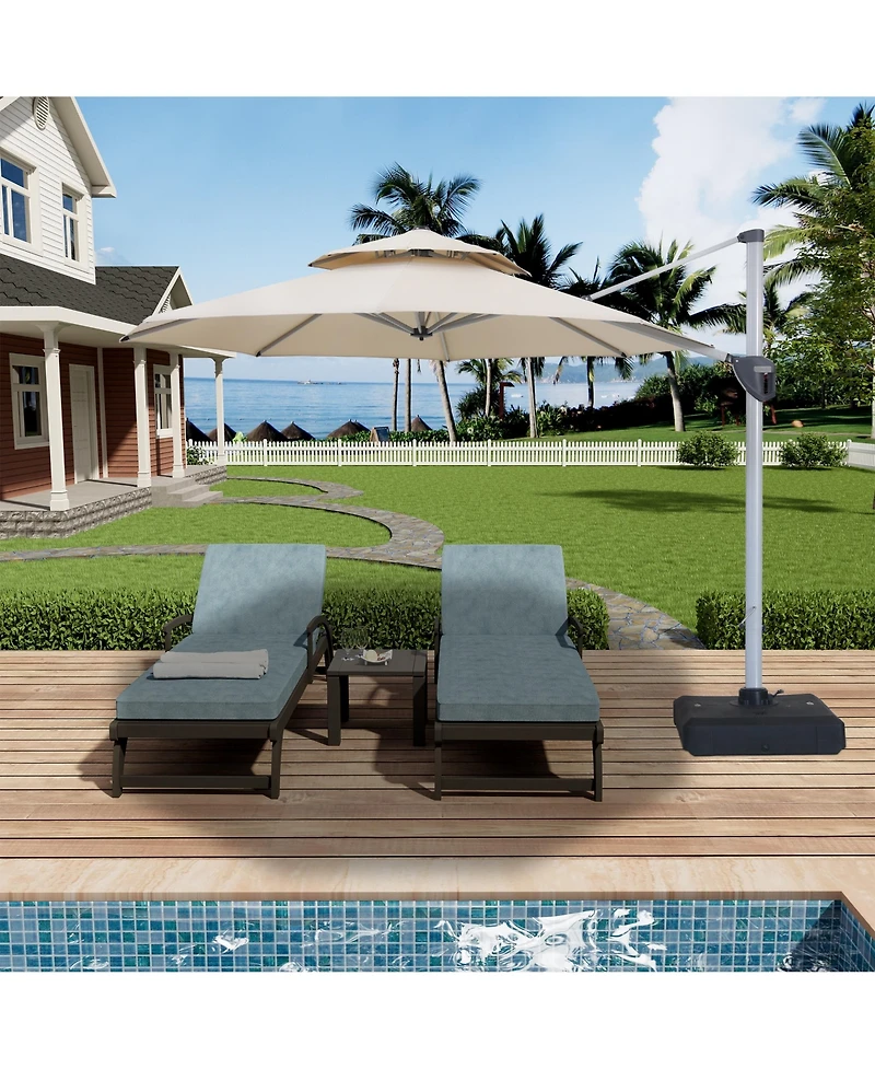 Mondawe 11 ft Octagon Patio Cantilever Umbrella with Cover and Base Included, Red