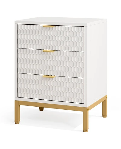 Tribesigns 3-Drawer Nightstand, 25.8" Tall Modern Bedside Table, Large Side End Table with Storage Drawers for Bedroom