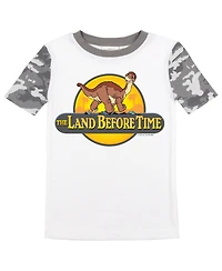 The Land Before Time Big Boys Littlefoot Youth Short Sleeve Pajama Set With Camo Design