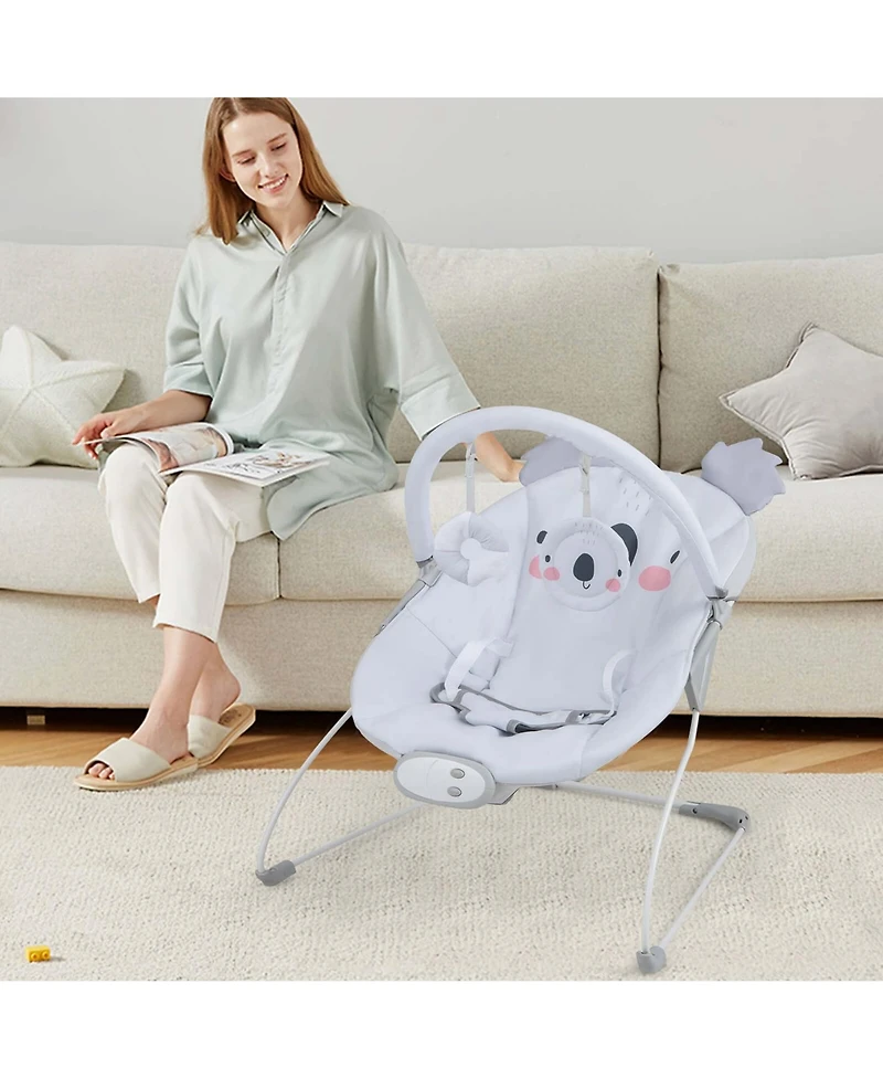 Costway Portable Baby Bouncer Vibration Infant Rocker Seat with Detachable Toy Bar