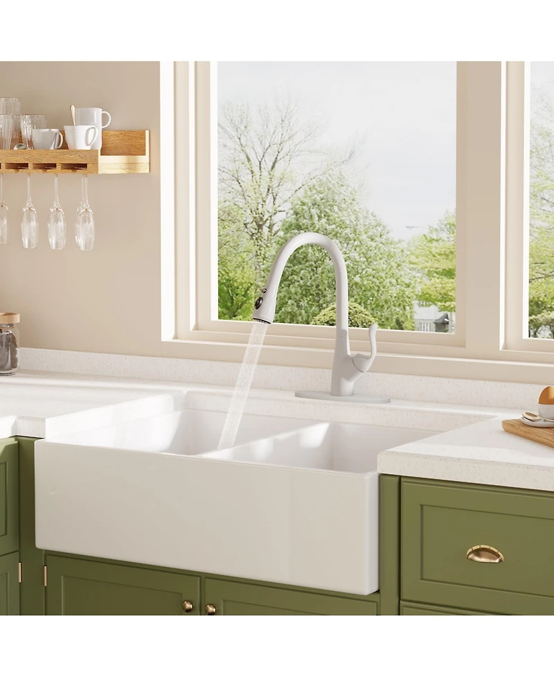Mondawe 360° Swiveling Kitchen Fucets with Pull Down Spray Kitchen Sink Faucet