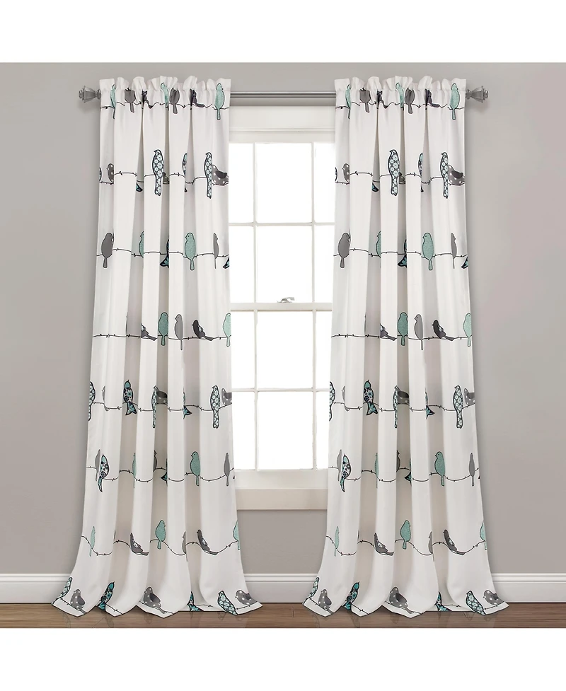Lush Decor Rowley Birds Light Filtering Window Curtain Panels