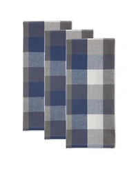 Design Imports Tri-Color Check Collection Kitchen, Dishtowel Set, French Blue, 3 Piece