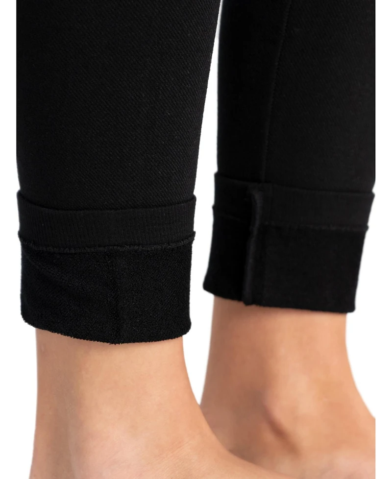 Muk Luks Women's Terry Lined Leggings, Blk Terry, M/L