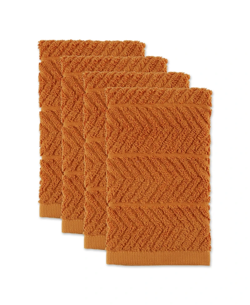 Design Imports Luxury Bar Mop Collection Chevron Dishtowel Set, 16x19", Pumpkin Spice, 4 Piece