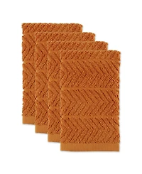 Design Imports Luxury Bar Mop Collection Chevron Dishtowel Set, 16x19", Pumpkin Spice, 4 Piece