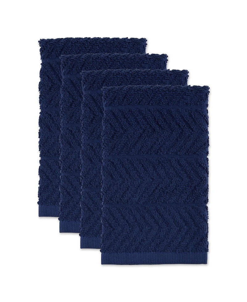 Design Imports Luxury Bar Mop Collection Chevron Dishtowel Set, 16x19", Nautical Blue, 4 Piece