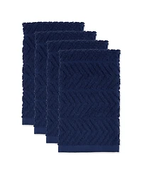 Design Imports Luxury Bar Mop Collection Chevron Dishtowel Set, 16x19", Nautical Blue, 4 Piece