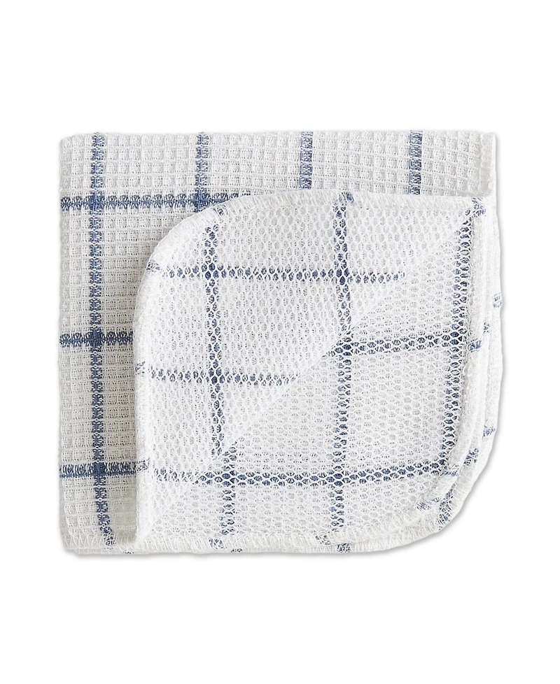Design Imports Scrubber Dishcloths Collection Windowpane Dishrag Set, 12x12", White/Stonewash Blue Stripe, 6 Piece