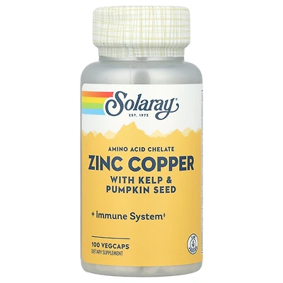 Solaray Zinc Copper with Kelp & Pumpkin Seed - 100 VegCaps
