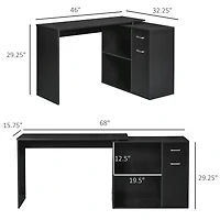 Homcom Home Office L-Shaped Corner Desk with Storage Drawer Modern Style