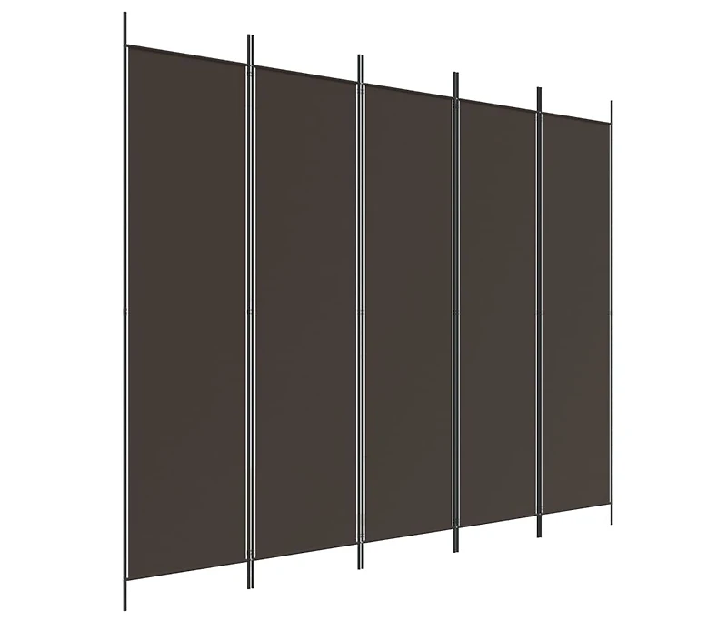 vidaXL 5-Panel Room Divider Brown 98.4"x78.7" Fabric