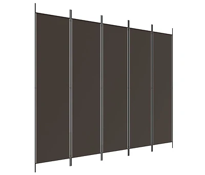 vidaXL 5-Panel Room Divider Brown 98.4"x78.7" Fabric
