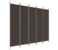 vidaXL 5-Panel Room Divider Brown 98.4"x78.7" Fabric
