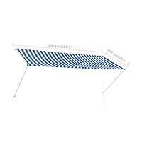 vidaXL Retractable Awning 118.1"x59.1" Blue and White