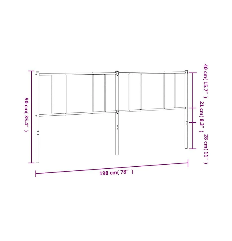 vidaXL Metal Headboard Black 76"